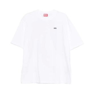 Diesel T-Shirts, male, White, Size: XL Maglietta girocollo mezza manica con logo