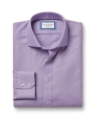 CHARLES TYRWHITT Cutaway Collar Non-Iron Mayfair Weave Cotton Formal Shirt - Lilac Purple Single Cuff Size Medium by Charles Tyrwhitt