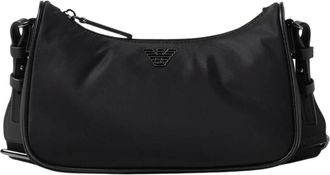 Emporio Armani Cross Body Bags, male, Black, Size: ONE SIZE Textile Shoulder Bag Zip Closure