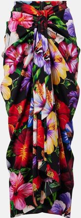 Dolce & Gabbana Draped floral silk-blend midi skirt