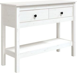 vidaXL Console Table White 100x35x75 cm Solid Wood Pine Vidaxl