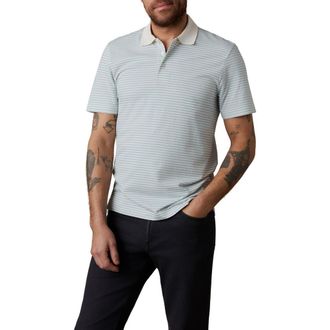 Faherty Movement Piqu&eacute; Knit Polo in Beach Fog Stripe at Nordstrom Rack, Size Medium