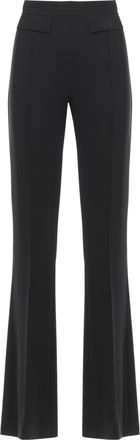 Elisabetta Franchi Black Embroidered Logo Straight-Leg Pants