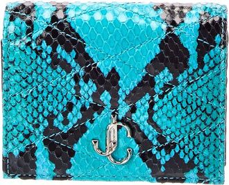 Jimmy Choo London Farone Snake-Embossed Quilted Leather Card Case