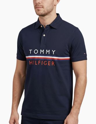 Tommy Hilfiger Mens TOMMY HILFIGER Mens Polo T Shirts Casual Cotton - Navy - Size: 36