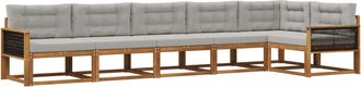 vidaXL Conjunto De Sof&aacute;s De Exterior 6 Uds. Natural Y Gris Claro Vidaxl