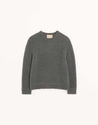 Valentino Maglia Valentino in misto di lana e nylon con loop in pelle con borchie Uomo GRIGIO SCURO XXL