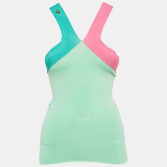 Roberto Cavalli Green Ribbed Tank Top