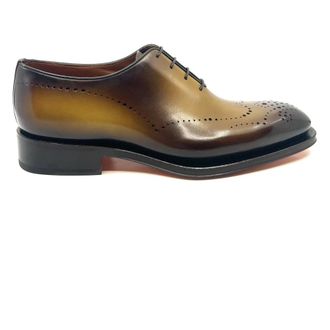 Santoni Richelieu One Cut - Heren - Nette schoenen - Bruin - 40 1/2 EU - Leer - Schoenen