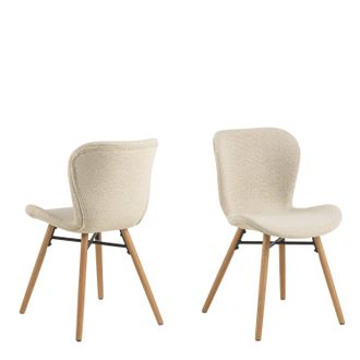 Furniture To Go Batilda Dining Chairs with Cream Fabric & Oak Set of 2 in Brown