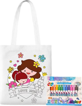 Generic Blank Canvas Bags - Coloring Candy Bags,Mothers Day Educational Art Craft with Paint Pens Learning Activities for Kids Ages 3+ Home Classroom Kinderga