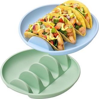 OEM Juego De 2 Platos De Silicona Para Tortillas, Reutilizables, Soporte De Silicona Para Tortillas, Platos Para Servir Tortillas, Azul, Verde