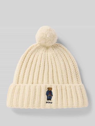 Polo Ralph Lauren Beanie aus Baumwoll-Mix in Strick-Optik in Offwhite, Gr&ouml;&szlig;e 1