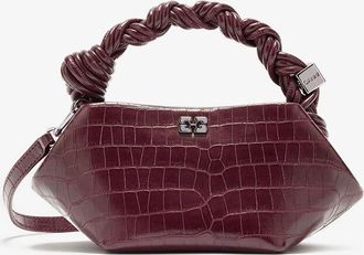 Ganni Burgundy Red Croco Mini Bou Bag