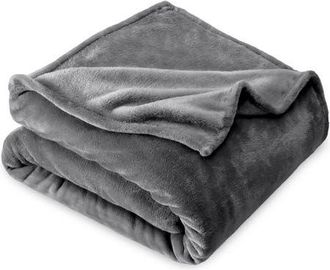 Bare Home Microplush Fleece Throw Blanket in Grey at Nordstrom, Size Standard