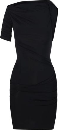 Jacquemus La Mini Robe Drapeado Skirt - Dames - Korte kleedjes - Zwart - S - Polyester - Kleedjes