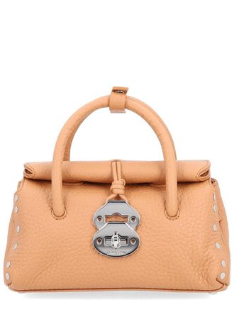 Zanellato Textured Leather Shoulder Bag With Silver Clasp