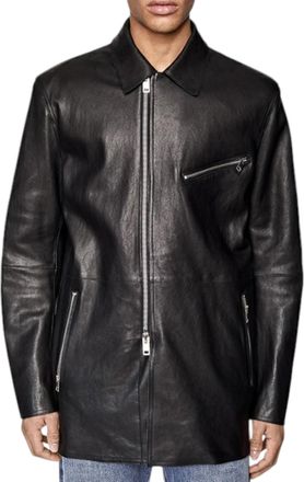 Diesel L-ADER Mens Leather Jackets Black - Size Medium