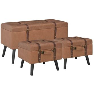 vidaXL Sgabelli con Contenitore 3 pz in Similpelle Marrone - Vidaxl