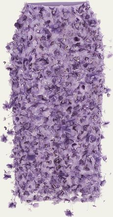 Carolina Herrera 3D Floral Embellished Pencil Skirt