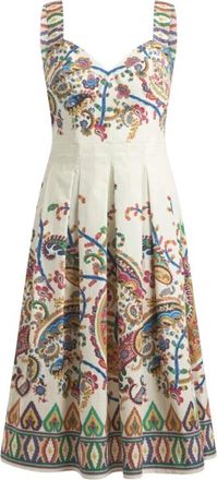 Etro Gedrukte Poplin Midi-jurk - Dames - Casual kleedjes - Veelkleurig - L - Katoen - Kleedjes