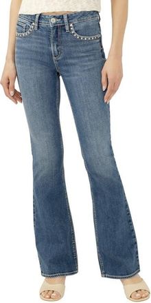 Silver Jeans Co Avery Embellished Curvy Bootcut Jeans in Crossroads at Nordstrom, Size 27 X 33