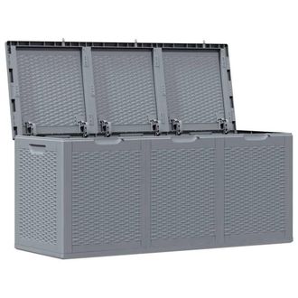 Berkfield Home Garden Storage Box Grey PP Rattan 270 L