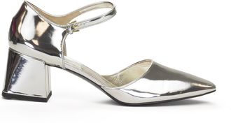 Suzanne Rae CROC MARY JANE SILVER PUMPS