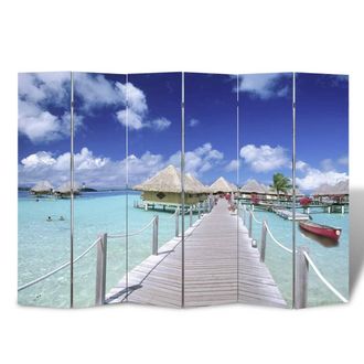 vidaXL Biombo Divisor Plegable Playa 217x170 Cm Vidaxl