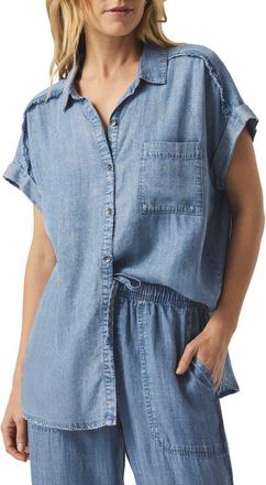 Splendid Paige Fray Indigo Denim Shirt at Nordstrom, Size X-Small