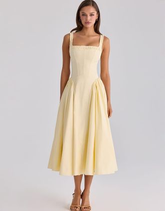 House of CB Dorothy - Prendisole midi in cotone giallo limone