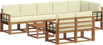 vidaXL Conjunto De Sof&aacute;s De Exterior 9 Uds. Natural Y Crema Vidaxl