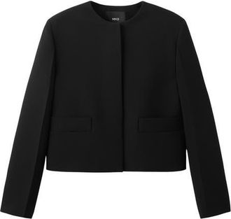 Mango Americana Louis Collarless Jacket in Black at Nordstrom, Size Xx-Large