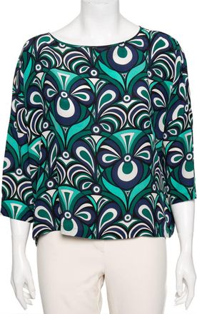 M Missoni Multicolor Printed Silk Crew Neck Top