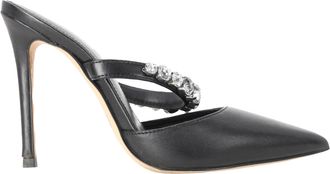 Michael Kors Pre-owned Womens Jessa Embellished Pointed-Toe Mules in Black Leather - Size UK 2