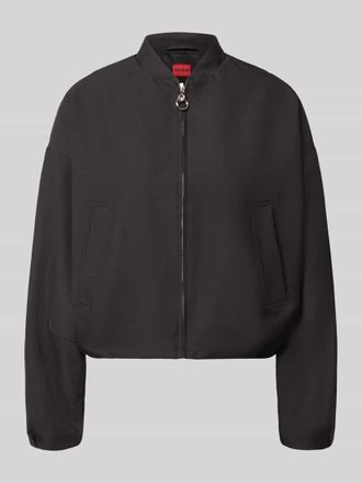 HUGO BOSS Regular Fit Bomberjacke mit Zweiwege-Rei&szlig;verschluss Modell Antean-1 in Black, Gr&ouml;&szlig;e 34