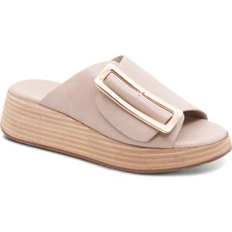 Chocolat Blu Ela Platform Wedge Slide Sandal in White Sand Leather at Nordstrom, Size 7.5