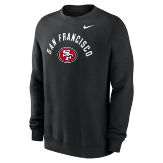 Nike San Francisco 49ers Club Nike Mens NFL Pullover Crew in Black | NKPV00A9B-ANW