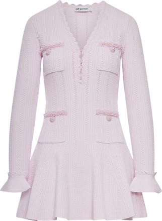 Self Portrait MINI KNITTED DRESS WITH PINK PEARL TRIM - Self-portrait - Woman