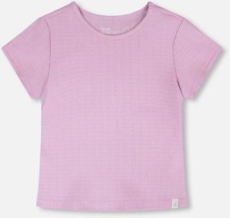 Deux par Deux Relaxed Straight Fit Crinkle Jersey Short Sleeve T-Shirt in Lilac at Nordstrom, Size 18M