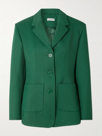 Loewe Blazer In Twill Di Misto Lana - Verde