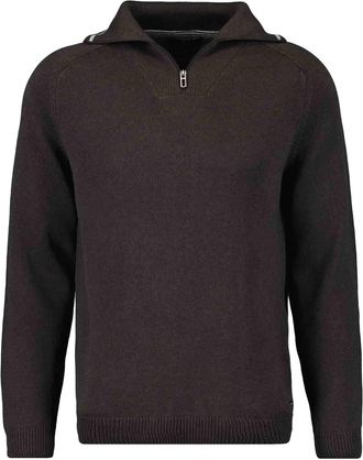 Ragman Troyer RAGMAN, Herren, Gr. 52, braun, 100% Baumwolle, hoch geschlossener Ausschnitt, Pullover Troyer