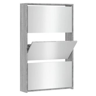 Berkfield Home Shoe Cabinet with Mirror 3-Layer Grey Sonoma 63x17x102.5 cm