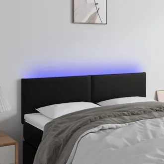 vidaXL Testiera A Led Nera 144x5x78/88 Cm In Similpelle - Vidaxl