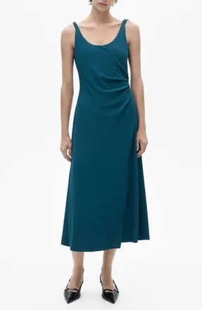 Mango Ruched Stretch Knit Tank Dress in Petrol Blue at Nordstrom Rack, Size 8