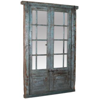 Biscottini International Puerta De Madera Maciza Y Hierro Para Interior O Exterior, Antigua Y Medieval, Con Marco Y Cristal