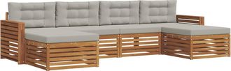 vidaXL Conjunto De Sof&aacute;s De Exterior 6 Uds. Natural Y Gris Claro Vidaxl