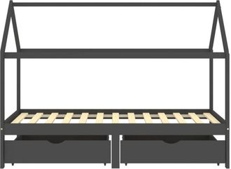 vidaXL Estructura de cama infantil y cajones madera pino gris 90x200cm Vidaxl
