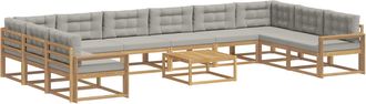 vidaXL Conjunto De Sof&aacute;s De Exterior 11 Uds. Blanco Y Gris Claro Vidaxl
