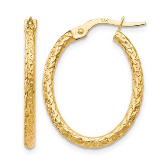 Diamond2Deal 10K Yellow Gold Oval Shape Hoop Earrings